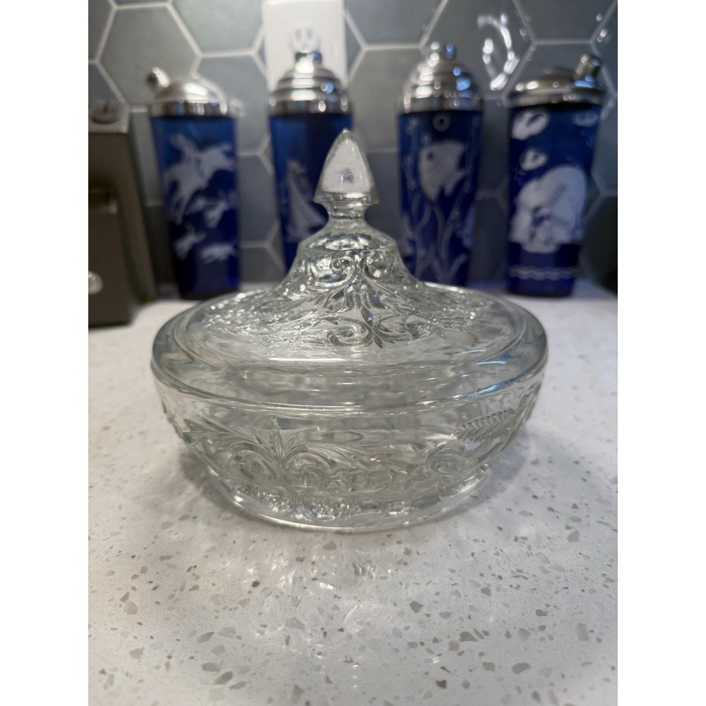 McKee Rock Crystal Clear Flat Candy Bowl Dish EAPG Depression Glass